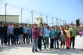 Children near the school rof refugees.