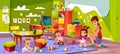 Babies playing in kindergarten cartoon vector Royalty Free Stock Photo