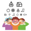 Children and optometry test Royalty Free Stock Photo