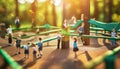 children on outdoor playground in forest. kids playing outdoor ,ai generated