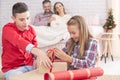 Children packing Christmas gifts Royalty Free Stock Photo