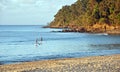 Children on Paddle Boards at Noosa Heads Beach at Sunset, Queens Royalty Free Stock Photo