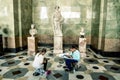 Children paint of Ancient sculptures in the hall of Jupiter in t