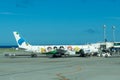 Children painted on airplane at Naha airport