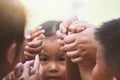 Children and parent holding hands and playing together Royalty Free Stock Photo