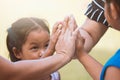 Children and parent holding hands and playing together Royalty Free Stock Photo