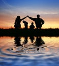 Children in parents house on sky Royalty Free Stock Photo