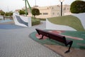 Children Park Bench Rubberized Area