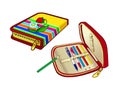 Children pencil case for school. Handy pouch for pens and colored pencils.