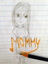 Children simple pencil drawing their belove Mother Royalty Free Stock Photo