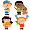 Children and pets. Vector illustration Royalty Free Stock Photo