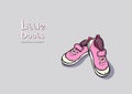 Children pink boots vector in hand drawn graphic for logo, poster, postcard, fashion booklet, flyer. Hand drawn illustration.