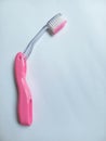 Children pink plastic tooth brush
