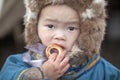 Children in the plague, A resident of the tundra, indigenous residents of the Far North, tundra, little girl in the yurt, lack of