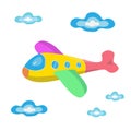 Children plane and clouds vector. llustration for printing, backgrounds, wallpapers, covers, packaging, greeting cards, posters,