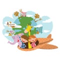 children in a plane. Vector illustration decorative design Royalty Free Stock Photo