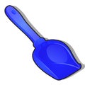 Children plastic blue shovel for snow isolated on white background. Vector cartoon close-up illustration.