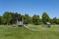 Children play area - toys outdoor - Children\'s Playground on grass Royalty Free Stock Photo