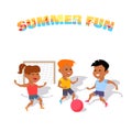 Children Play with a Ball. Summer Fun