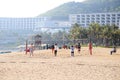 The children play beach volleyball in South Bay Royalty Free Stock Photo