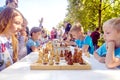 Children play chess in the park