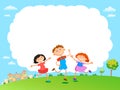 Children play clouds design over sky background vector illustration