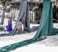 Children Playing with Fish Nets in Zanzibar