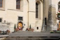 Children play near the catholic school