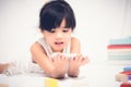 Children play Phone on white background. Royalty Free Stock Photo