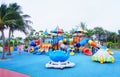 Children play at playground inside park on 14 March 2022 in Bang Phra, Si racha, Chonburi