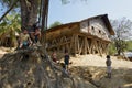 Children play at the street of the Marma hill tribe village in Bandarban, Bangladesh. Royalty Free Stock Photo