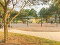 Children playground activities in residential area at sunset Royalty Free Stock Photo