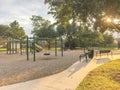 Children playground activities in residential area at sunset Royalty Free Stock Photo