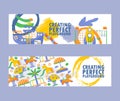 Children playground banner, vector illustration. Startup project for creating perfect playground, advertisement flyers