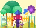 Children playground fun childhood play park activity flat vector illustration Royalty Free Stock Photo