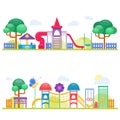 Children playground fun childhood play park activity flat vector illustration Royalty Free Stock Photo