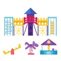 Children playground fun childhood play park activity flat vector illustration Royalty Free Stock Photo