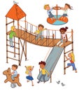 Children in the playground. Funny cartoon character Royalty Free Stock Photo