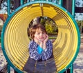 Children playground. Handsome and charming boy