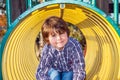 Children playground. Handsome charming boy