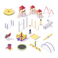 Children playground icon set, vector isometric isolated illustration Royalty Free Stock Photo