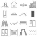 Children playground icons set, outline style