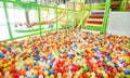 Children playground indoor at amusement park with colorful balls for playing - Inside the beautiful kids playground ball colored