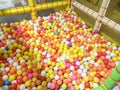 Children playground indoor at amusement park with colorful balls for playing, Inside the beautiful kids playground ball colored