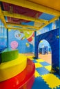 Children playground indoor. Inside the colorful plastic jungle Royalty Free Stock Photo