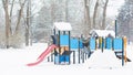 Children playground in a public park in winter. Royalty Free Stock Photo