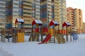 A children playground. Slides, swings, ladders