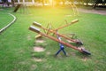 Children playground with sunlight,teetering board Royalty Free Stock Photo