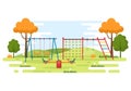 Children Playground with Swings, Slide, Climbing Ladders and More in the Amusement Park for Little Ones to Play in Illustration Royalty Free Stock Photo