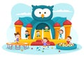 Children Playground with Swings, Slide, Climbing Ladders and More in the Amusement Park for Little Ones to Play in Illustration Royalty Free Stock Photo